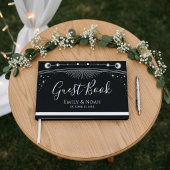 Celestial Black Silver Sun Moon Stars Wedding  ゲストブック
