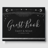 Celestial Black Silver Sun Moon Stars Wedding  ゲストブック (正面)