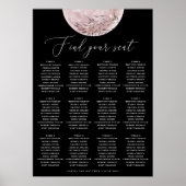 Celestial Black Wedding Seating Chart | Blush Moon ポスター (正面)