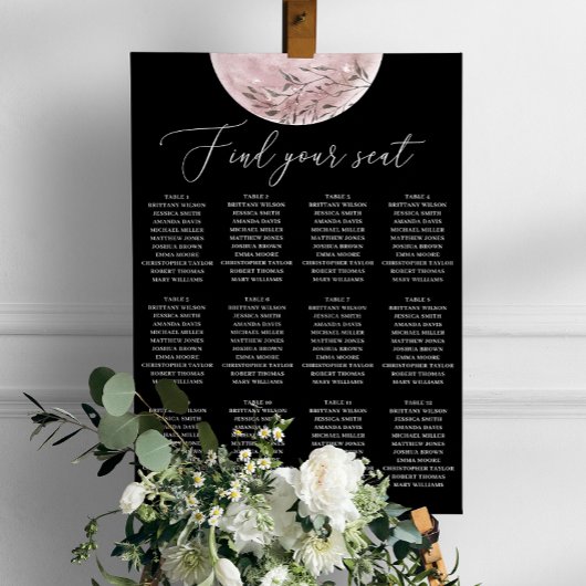Celestial Black Wedding Seating Chart | Blush Moon ポスター