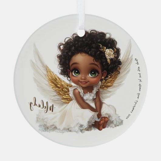 Celestial Bloom: Angelic Grace in Lace ガラスオーナメント (裏面)