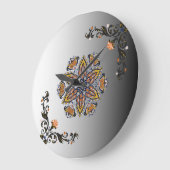 Celestial Bloom Black Gold Mandala ラージ壁時計 (傾斜)