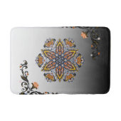 Celestial Bloom – Black & White Mandala Floral Des バスマット (正面)