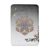 Celestial Bloom – Black & White Mandala Floral Des バスマット (正面縦)