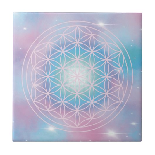 Celestial Bloom – Sacred Geometry Flower of Life タイル (正面)