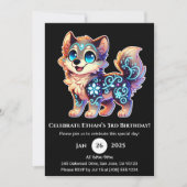 Celestial Bloom Wolf Birthday Invitation 招待状 (正面)