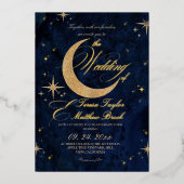 Celestial Blue and Gold Foil Wedding  箔招待状 (正面)