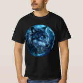 Celestial Blue-Eyed Wolf Wall Art Tシャツ (正面)