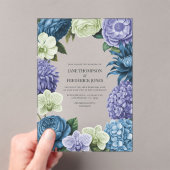 Celestial Blue, Frosted Indigo & Silver Pebble アクリル招待状 (インサイチュ (ポータブル))