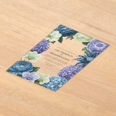 Celestial Blue, Frosted Indigo & Silver Pebble アクリル招待状 (レイダウン)