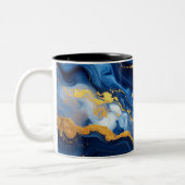 Celestial Blue & Gold Marble Luxury Mug ツートーンマグカップ (左)