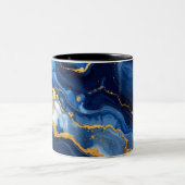 Celestial Blue & Gold Marble Luxury Mug ツートーンマグカップ (中央)