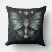 Celestial Blue Moth Witchmas Throw Pillow クッション (正面)