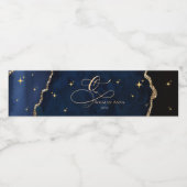  Celestial Blue Quinceanera Midnight Stars Moon  ペットボトルラベル (シングルラベル)