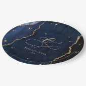 Celestial Blue Quinceanera Midnight Stars Moon ペーパープレート (アングル)