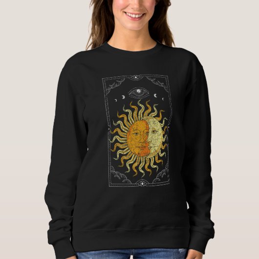 Celestial Body Boho Sun Moon Astronomy Universe As スウェットシャツ (正面)