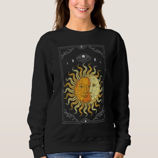 Celestial Body Boho Sun Moon Astronomy Universe As スウェットシャツ (正面)