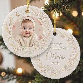 Celestial Boho Baby First Christmas Photo セラミックオーナメント