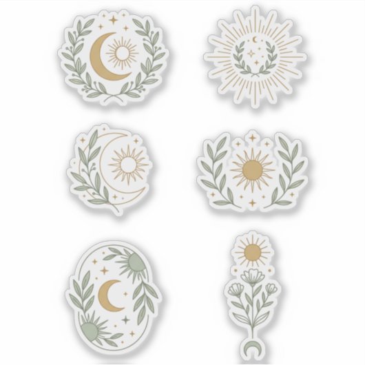 Celestial Boho Moon Vinyl Stickers シール (正面)