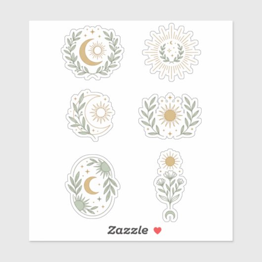 Celestial Boho Moon Vinyl Stickers シール (シート)