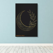 Celestial Botanical Crescent Gold Canvas Wall Art キャンバスプリント (インサイチュ (ウッドフロア))