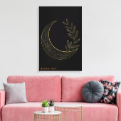 Celestial Botanical Crescent Gold Canvas Wall Art キャンバスプリント (インサイチュ (リビング))