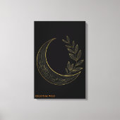 Celestial Botanical Crescent Gold Canvas Wall Art キャンバスプリント (正面)
