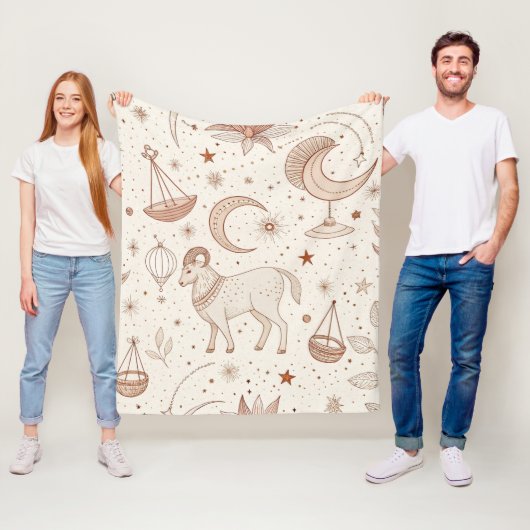 Celestial Botanical Pattern (1) フリースブランケット (インサイチュ)