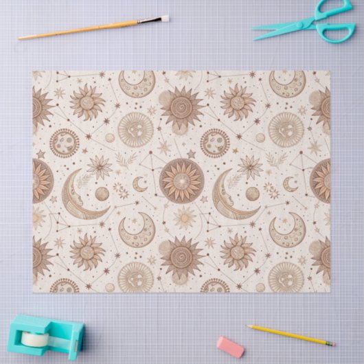 Celestial Botanical Pattern (2) 薄葉紙 (クラフト)