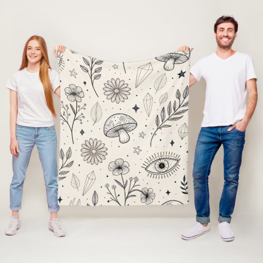 Celestial Botanical Pattern (3) フリースブランケット (インサイチュ)