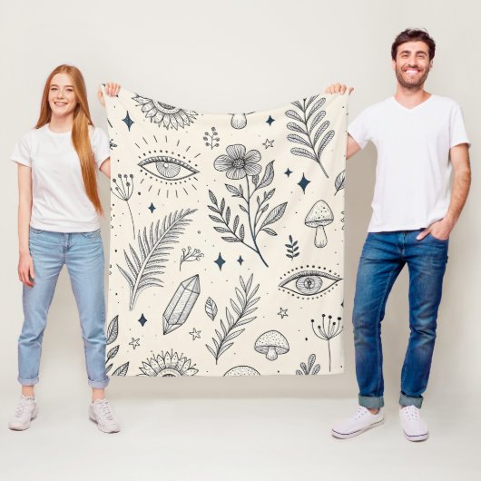 Celestial Botanical Pattern (4) フリースブランケット (インサイチュ)