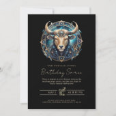 Celestial Bull Zodiac Symbol Black Gold Taurus 招待状 (正面)