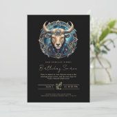 Celestial Bull Zodiac Symbol Black Gold Taurus 招待状 (スタンド正面)
