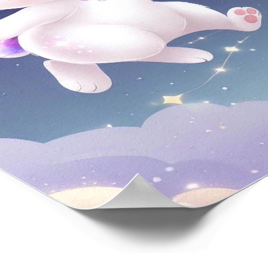 Celestial Bunny Poster – Kawaii Pastel Rabbit ポスター (角)