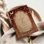 Celestial Burgundy Baroque Wedding 招待状