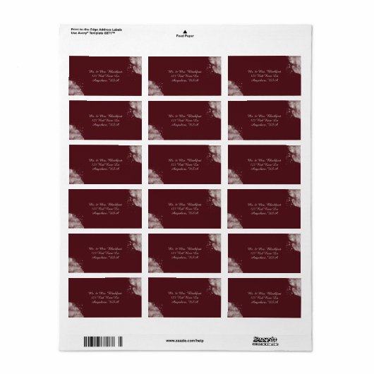 Celestial Burgundy Starlight Address Labels ラベル (フルシート)