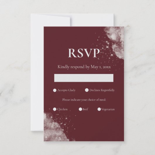 Celestial Burgundy Starlight RSVP Cards (正面)