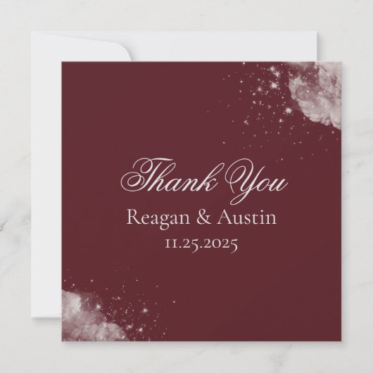 Celestial Burgundy Starlight Thank Cards サンキューカード (正面)