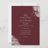 Celestial Burgundy Starlight Wedding Invitation 招待状 (正面)