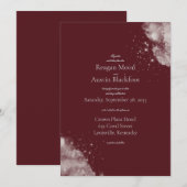 Celestial Burgundy Starlight Wedding Invitation 招待状 (正面/裏面)