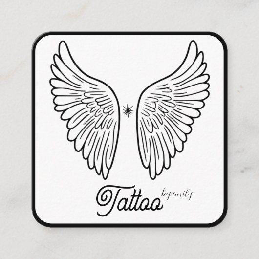 Celestial Butterfly Tattoo Salon Black and white スクエア名刺 (正面)
