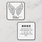 Celestial Butterfly Tattoo Salon Black and white スクエア名刺 (正面/裏面)