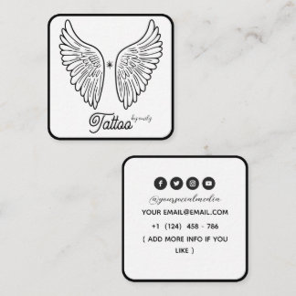 Celestial Butterfly Tattoo Salon Black and white スクエア名刺