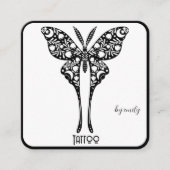 Celestial Butterfly Tattoo Salon Black and white スクエア名刺 (正面)
