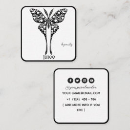 Celestial Butterfly Tattoo Salon Black and white スクエア名刺