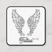 Celestial Butterfly Tattoo Salon Black and white スクエア名刺 (正面)