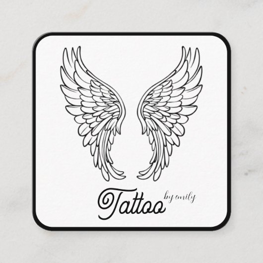 Celestial Butterfly Tattoo Salon Black and white スクエア名刺 (正面)