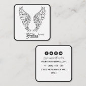 Celestial Butterfly Tattoo Salon Black and white スクエア名刺 (正面/裏面)