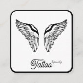 Celestial Butterfly Tattoo Salon Black and white スクエア名刺 (正面)