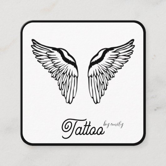 Celestial Butterfly Tattoo Salon Black and white スクエア名刺 (正面)